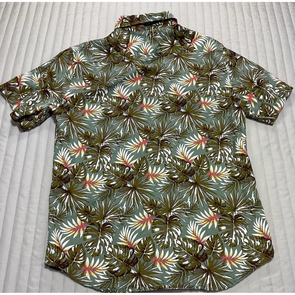 Banana Republic Slim Fit Linen Cotton Blend Tropical Camp Shirt Mens Medium - Picture 2 of 9